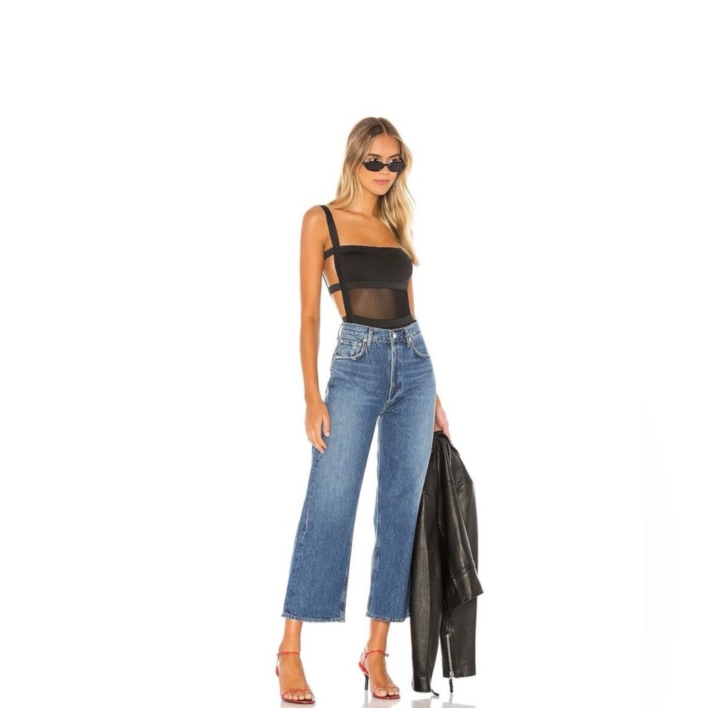 Revolve Superdown Camille Strappy Black Bodysuit Small